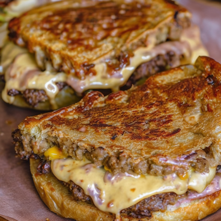 Smash burger patty with crispy edges and confidential sauce