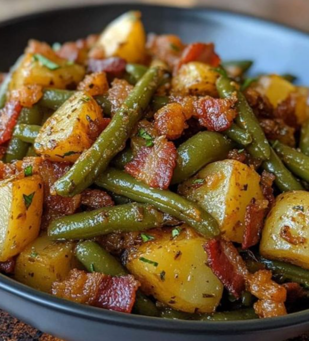 Country Ranch Green Beans and Potatoes with Bacon
