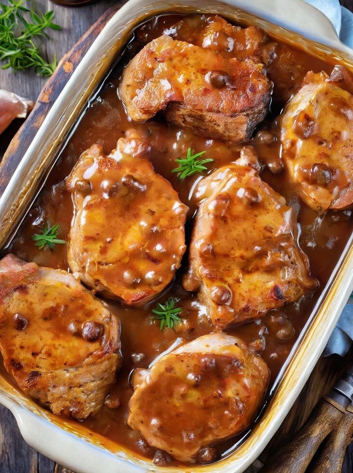 Regal Pork Chops with Creamy Sauce