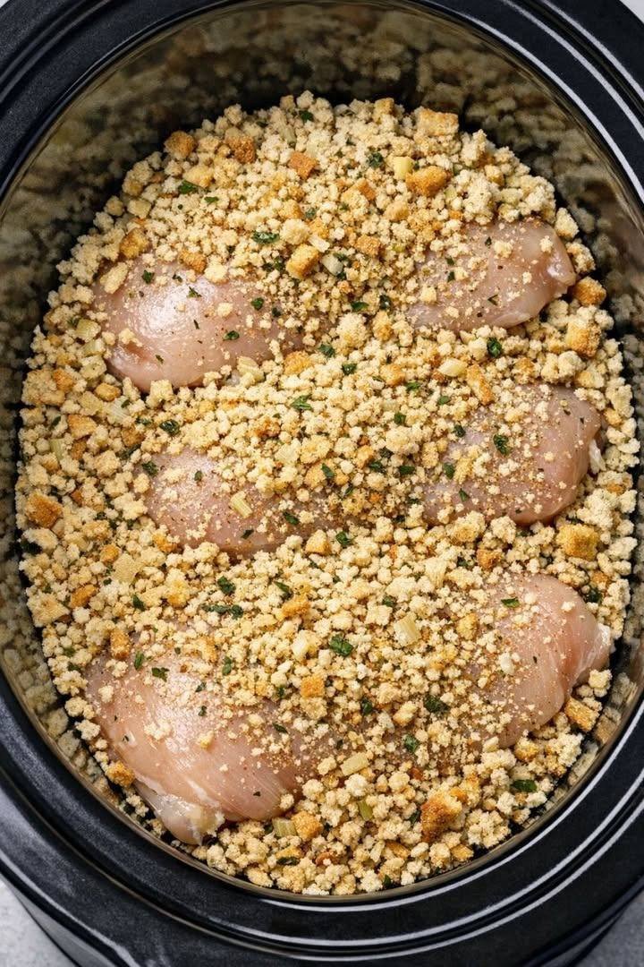 Dump-and-Go Crockpot Chicken & Stuffing