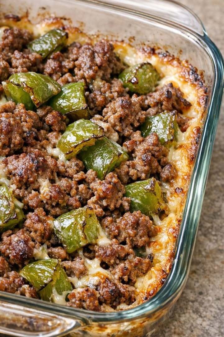 Easy 4-Ingredient Amish Beef & Bell Pepper Bake – Quick, Healthy Dinner Recipe