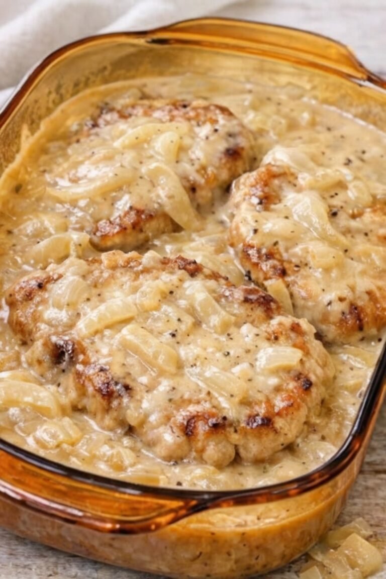 Oven Baked 3-Ingredient Pork Chops with Cream of Onion