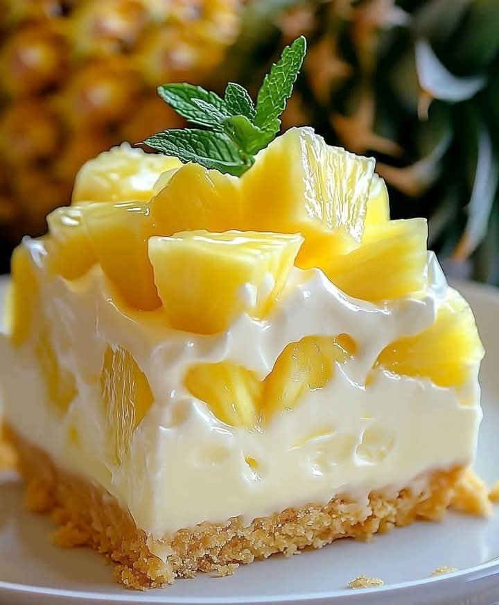 Creamy Tropical Pineapple Dessert Squares